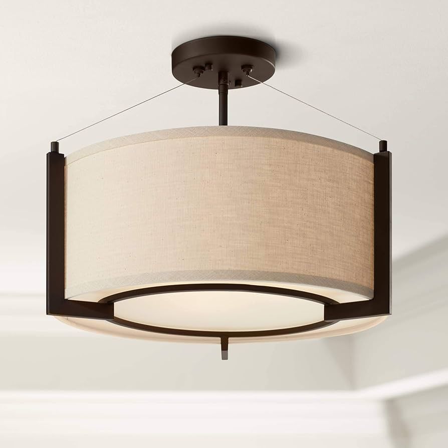 Stinson Contemporary Modern Close to Ceiling Light Semi-Flush Mount Fixture Bronze 17 1/4" Wide L... | Amazon (CA)