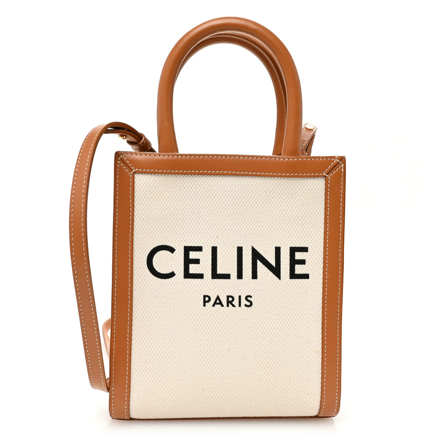 Canvas Calfskin Mini Vertical Cabas Natural Tan | FASHIONPHILE (US)