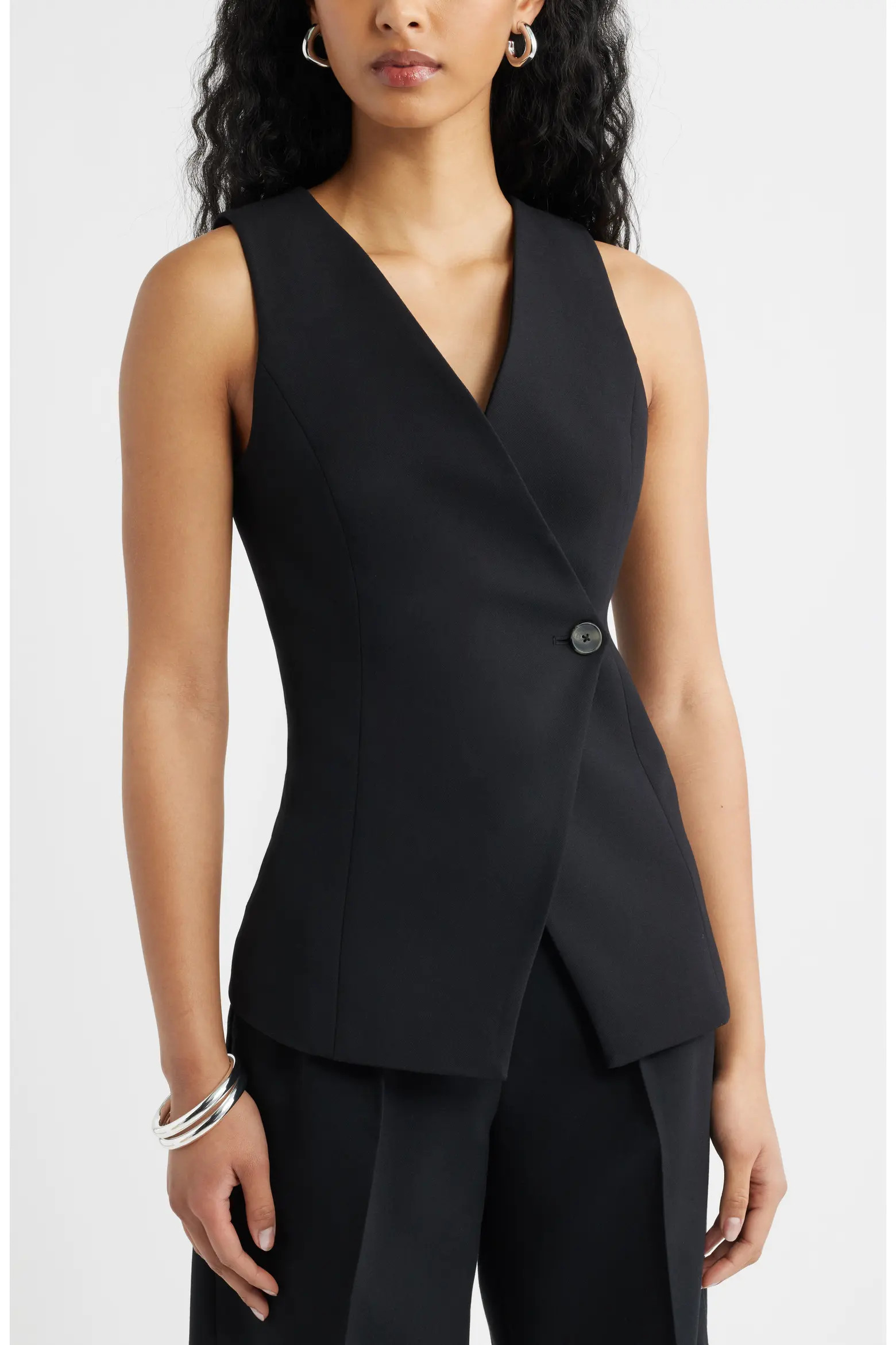 Open Edit Icon Twill Asymmetric Button Vest (Women) | Nordstrom | Nordstrom
