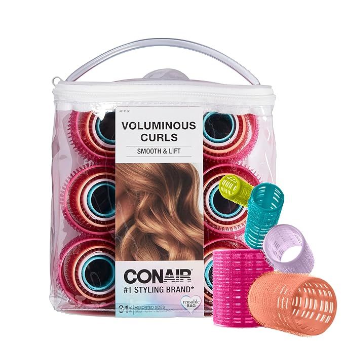 Conair Heatless Hair Curler Assorted Sizes and Colors Hair Rollers, Hair Curlers, with Storage Ba... | Amazon (US)