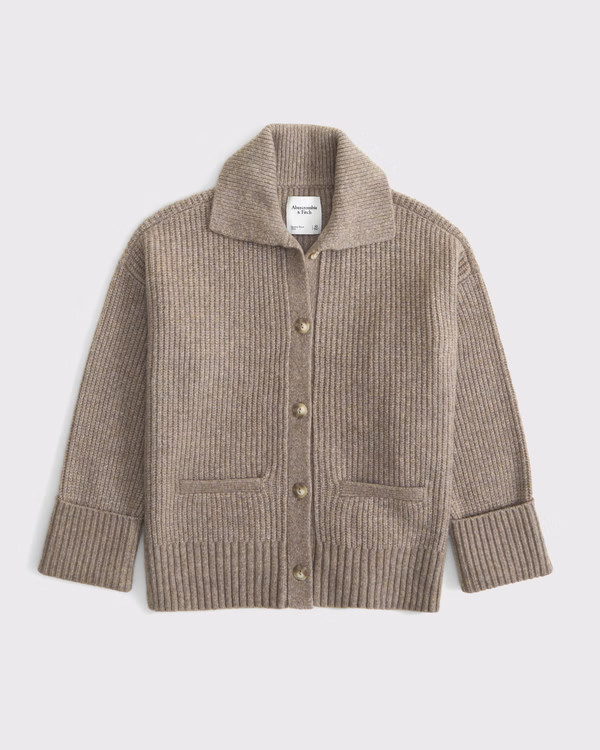 Ribbed Collared Cardigan | Abercrombie & Fitch (US)