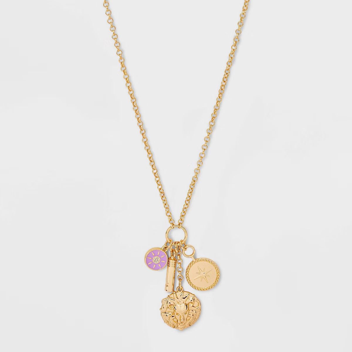 Rose Quartz Eclectic Whistle and Lion Medallion Necklace - Universal Thread™ Gold | Target