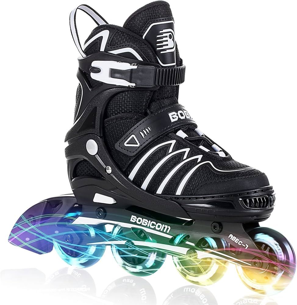 BOBICOM Adjustable Inline Skates with Full Light Up Wheels,Outdoor Illuminating Roller Skates for... | Amazon (US)