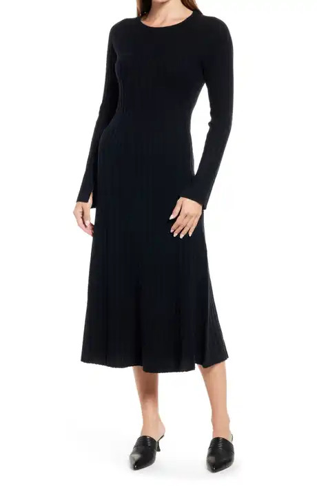 Exposed Seam Long Sleeve Sweater Dress | Nordstrom