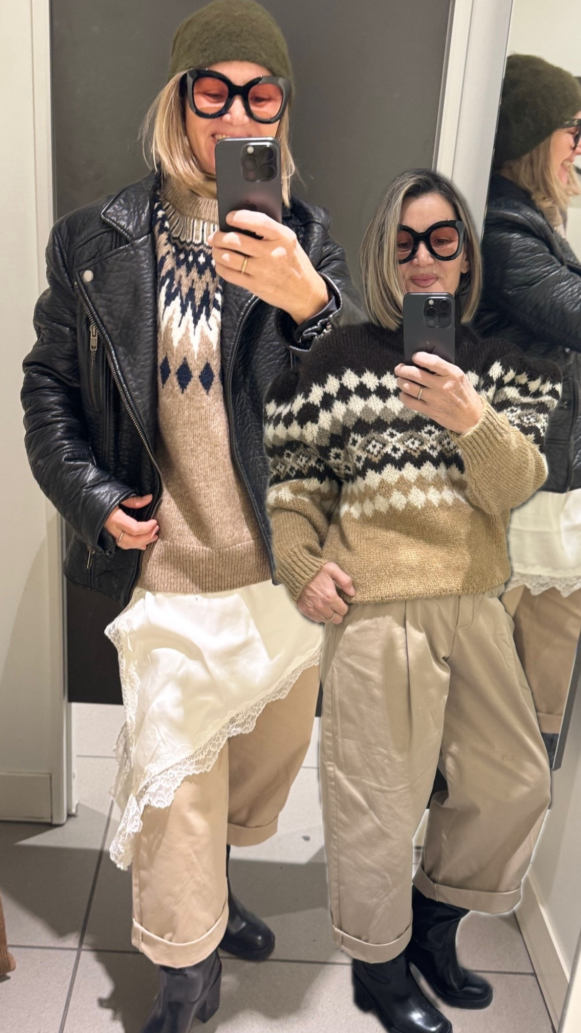 Material-Mix mit Vintage-Lederjacke, Strickpullover und Spitze 🤩 
Casual 

#LTKstyletip #LTKsale #LTKwinter