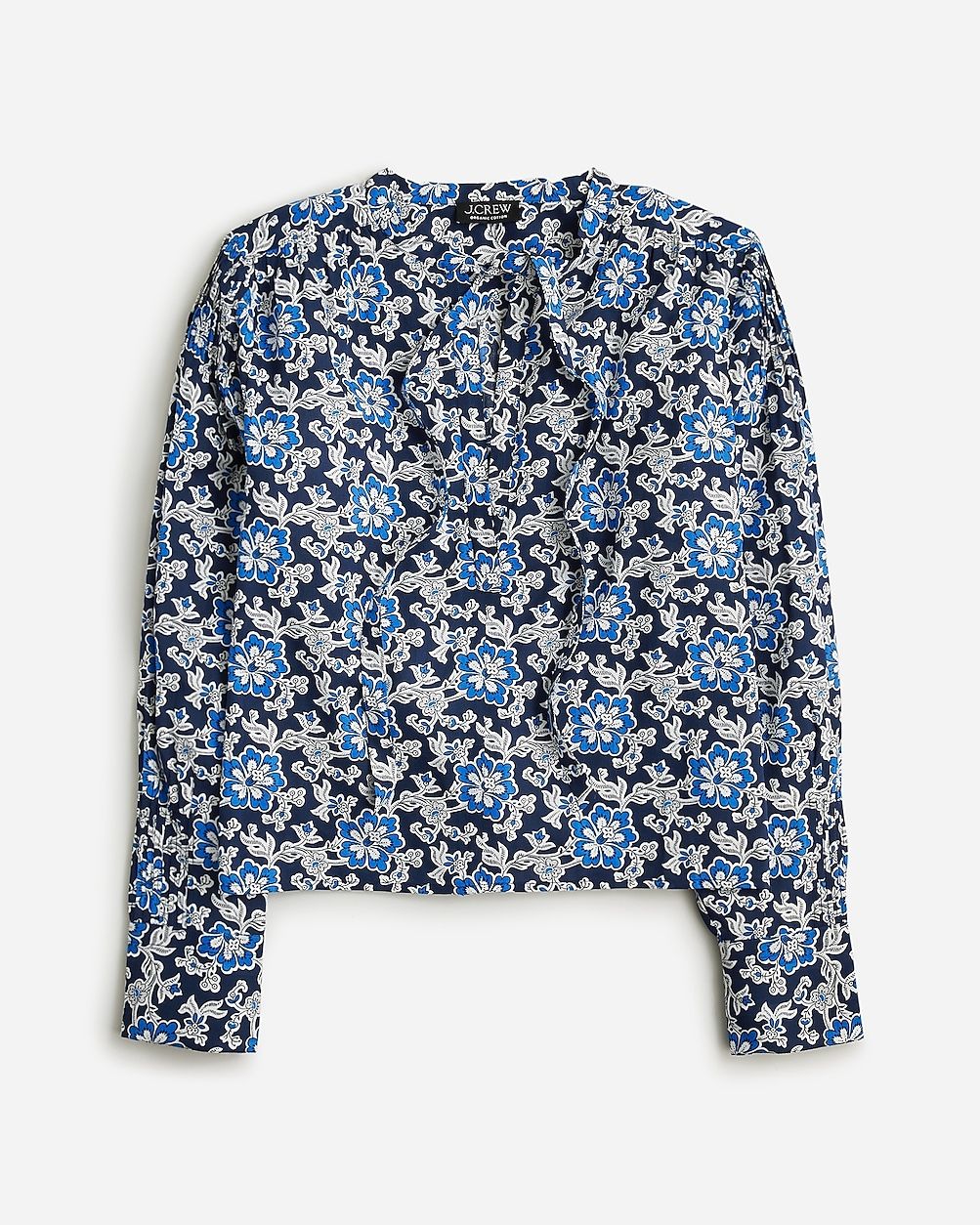 V-neck tie top in floral cotton-blend dobby | J.Crew US
