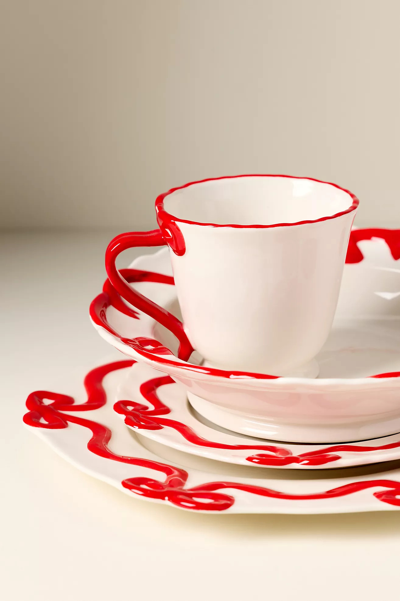 Benedita Bow Stoneware Side Plates, Set of 4 | Anthropologie (US)