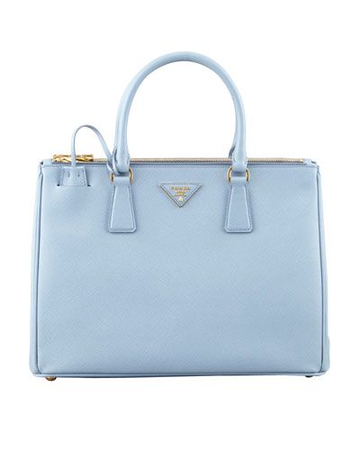 Medium Saffiano Double-Zip Executive Tote Bag, Blue (Astrale) | Neiman Marcus