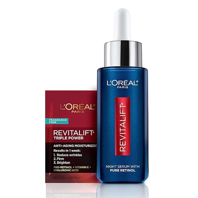 L'Oreal Paris Retinol Serum for Face, Night Serum 0.3% Pure Retinol from Revitalift Derm Intensiv... | Amazon (US)