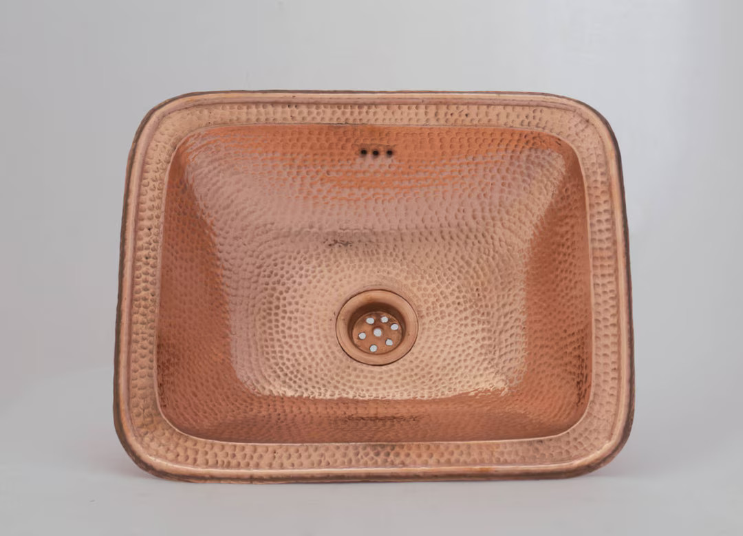 Hammered Copper Sink, Drop-in Copper Bathroom Sink, Antique Copper Sink, Bathroom Aged Copper Sin... | Etsy (US)