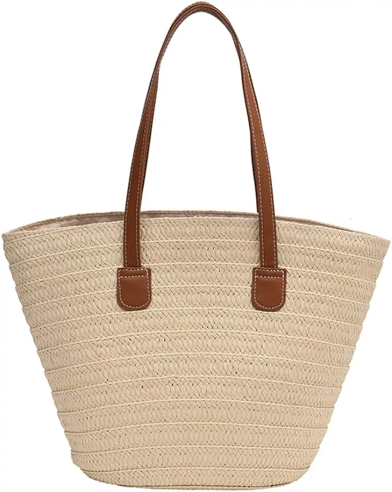 Herald Large Handmade Straw Purses for Women, Summer Beach Natural