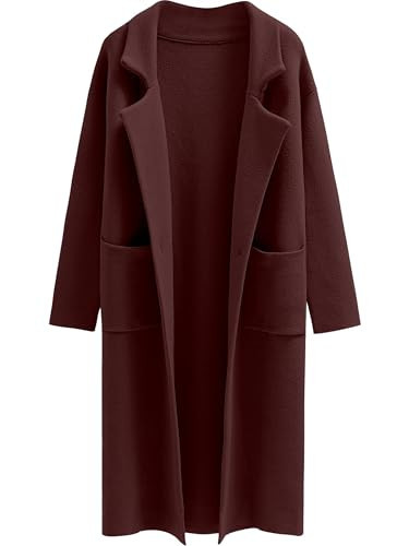 ANRABESS Women's Open Front Coatigan Jackets Long Knit Cardigan Sweaters 2024 Fall Fashion Sweater Blazer Coats Dark Orange L | Amazon (US)