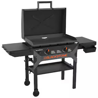 Blackstone 2-Burner Propane Outdoor Griddle with Hood in Black 8093915 - The Home Depot | The Home Depot
