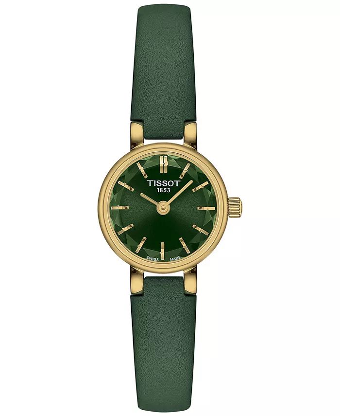 Tissot Women's Swiss Lovely Green Leather Strap Watch 20mm - Macy's | Macy's