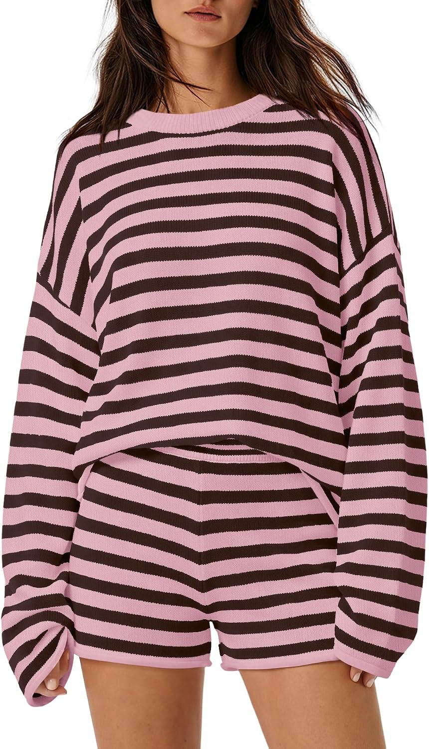 LAMISSCHE Womens 2 Piece Striped Set Fall Outfits Matching Lounge Sets | Amazon (US)