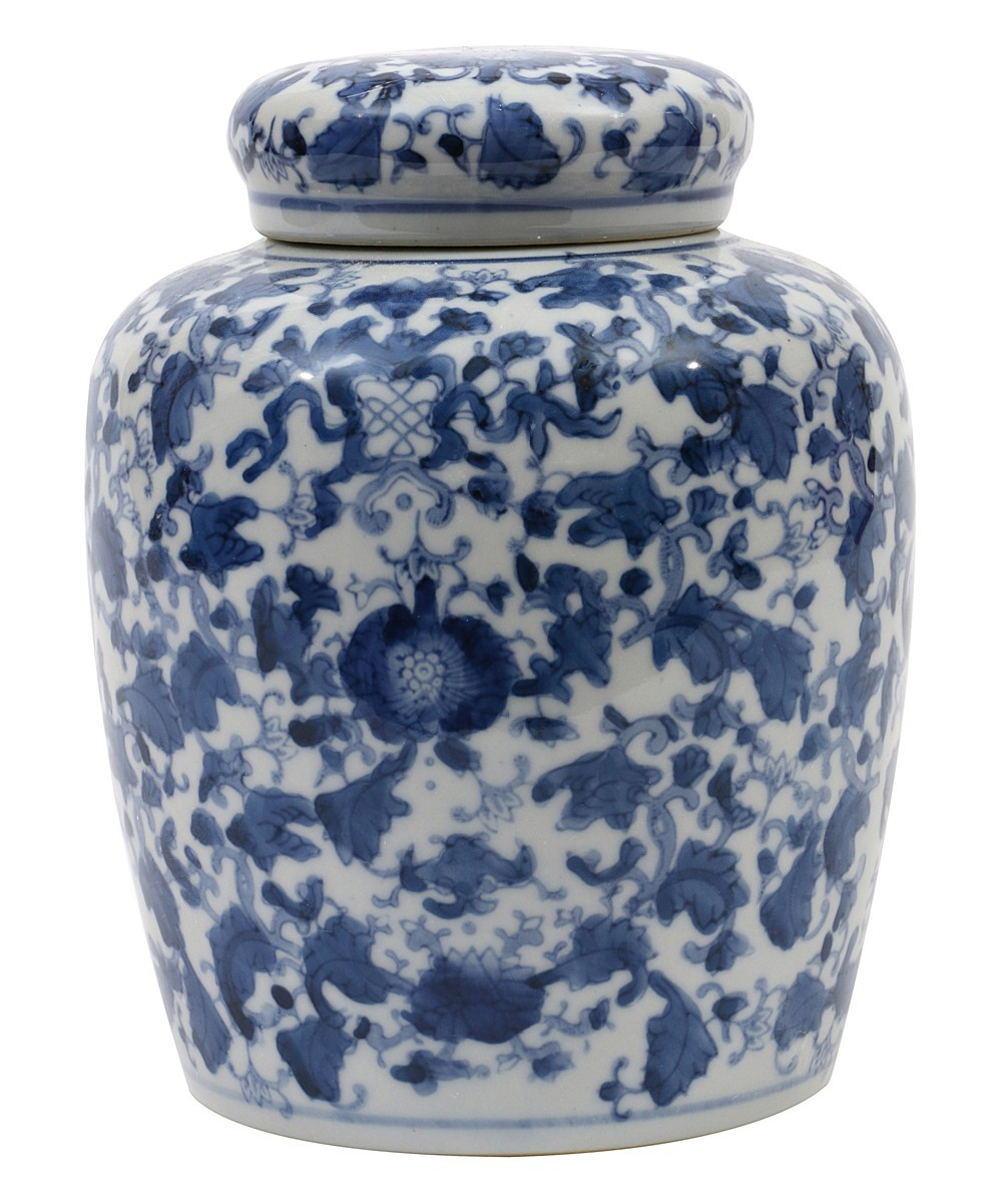 Creative Co-Op Decorative Jars Blue/White - Blue & White Ceramic Ginger Jar | Zulily