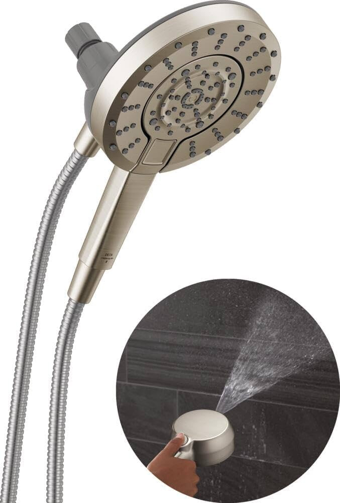 Delta 5-Setting In2ition 2-in-1 Dual Shower Head with Handheld High Pressure ProClean Spray, Brus... | Amazon (US)