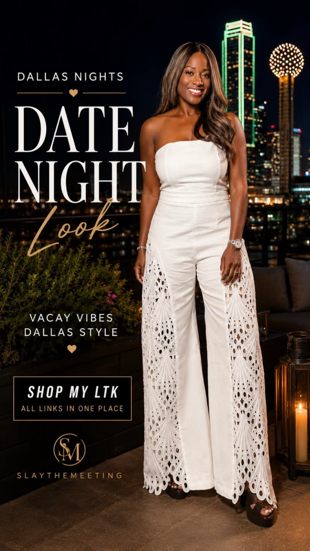 Vacation style, but make it elevated.

This white eyelet jumpsuit was made for rooftop dinners, sunset strolls, and those “where did you get that?” moments. I love how it gives effortless luxury while still feeling lightweight and comfortable enough for vacation nights in the city.

Dallas understood the assignment with this backdrop. Date night, girls’ trip, or resort dinner… this look does it all.

Shop my LTK for all outfit details.

#DateNightLook #VacationStyle #DallasStyle #LuxuryStyle #ResortWear #VacationOutfit  #TikTokFashion #StyleInspo #LTKStyle

#LTKootd #LTKOver40 #LTKMidsize