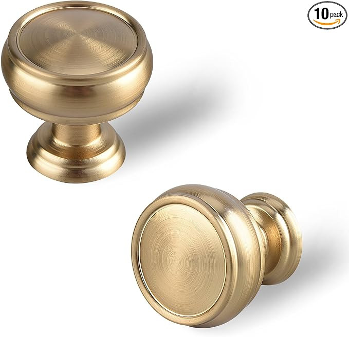 10 Pack Champagne Bronze Cabinet Knobs, 1-1/4 Inch Modern Furniture Hardware Zinc Alloy Knob, Sin... | Amazon (US)