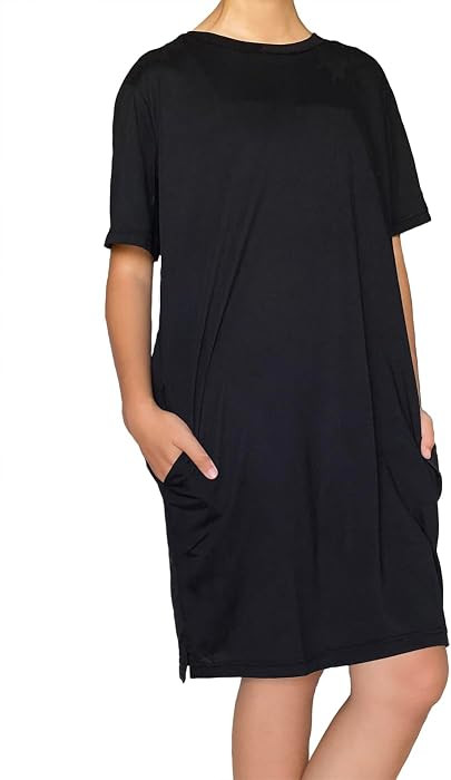 Women's Casual Tee Shirt Dress Short Sleeve Crew Neck Straight Short Dress with Pockets | Amazon (US)