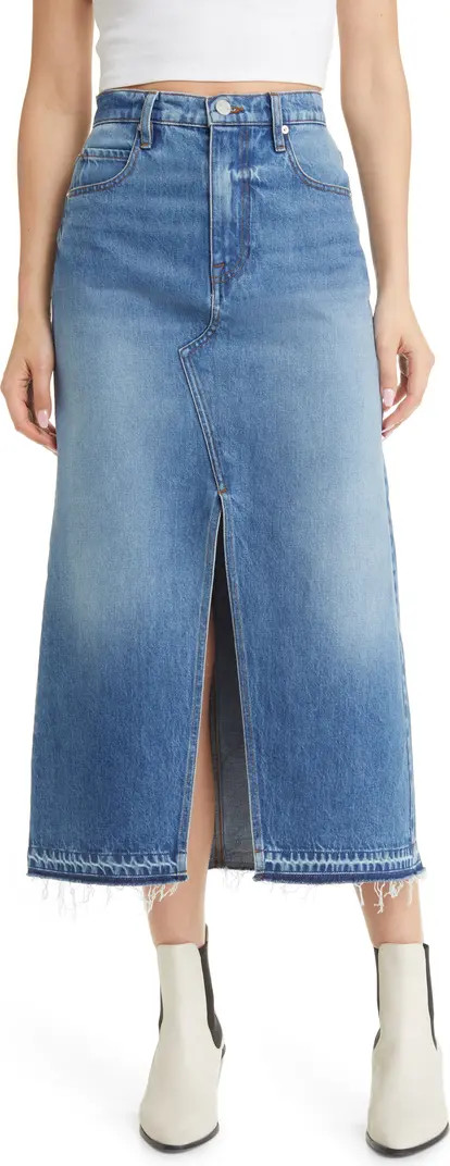 Raw Hem Denim Midi Skirt | Nordstrom