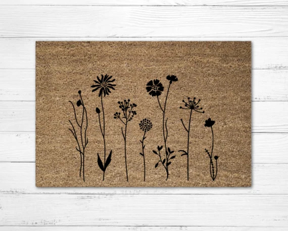 Wild Flower Doormat Custom Welcome Mat Flower Door Mat - Etsy | Etsy (US)