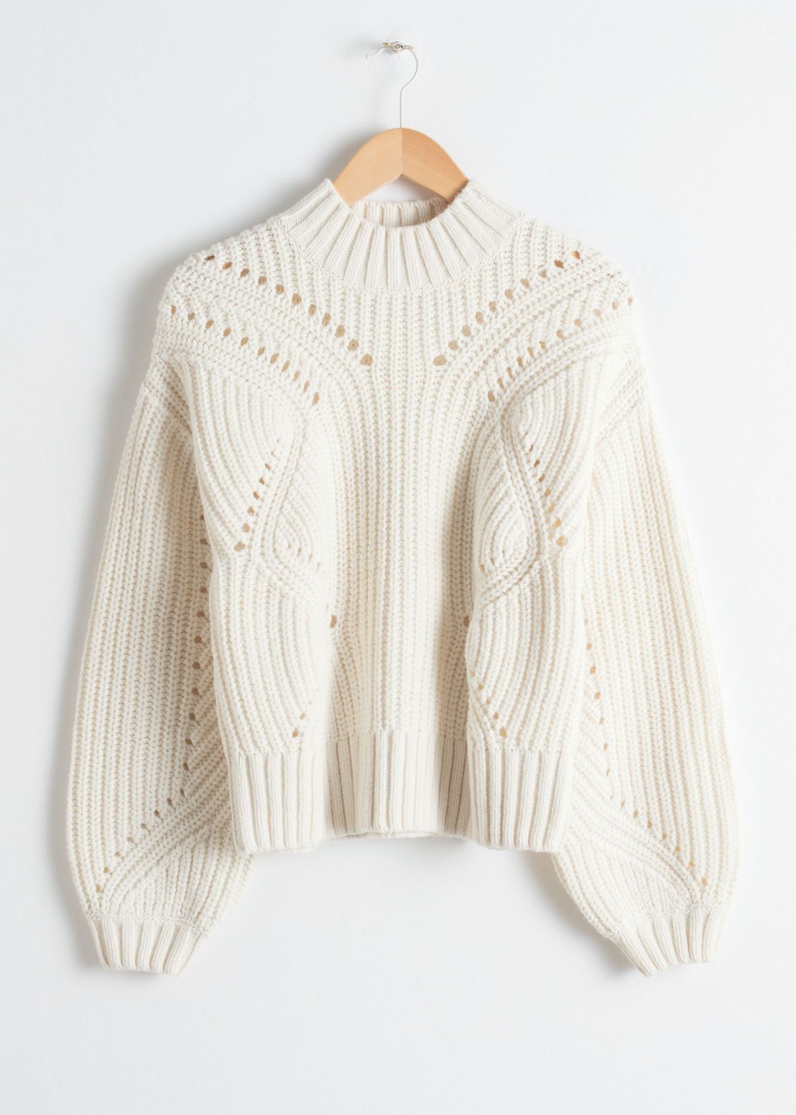 Boxy Cable Knit Sweater - White | & Other Stories (EU + UK)
