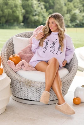 Skeletons Dancing Purple Graphic Sweatshirt DOORBUSTER | Pink Lily
