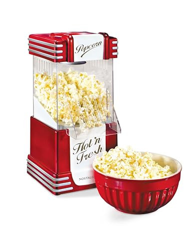 Nostalgia Retro Hot Air Popcorn Maker – 12 Cups Oil Free Popping – Countertop Machine with Measuring Cup – Healthy Snacks & Movie Nights – Red | Amazon (US)