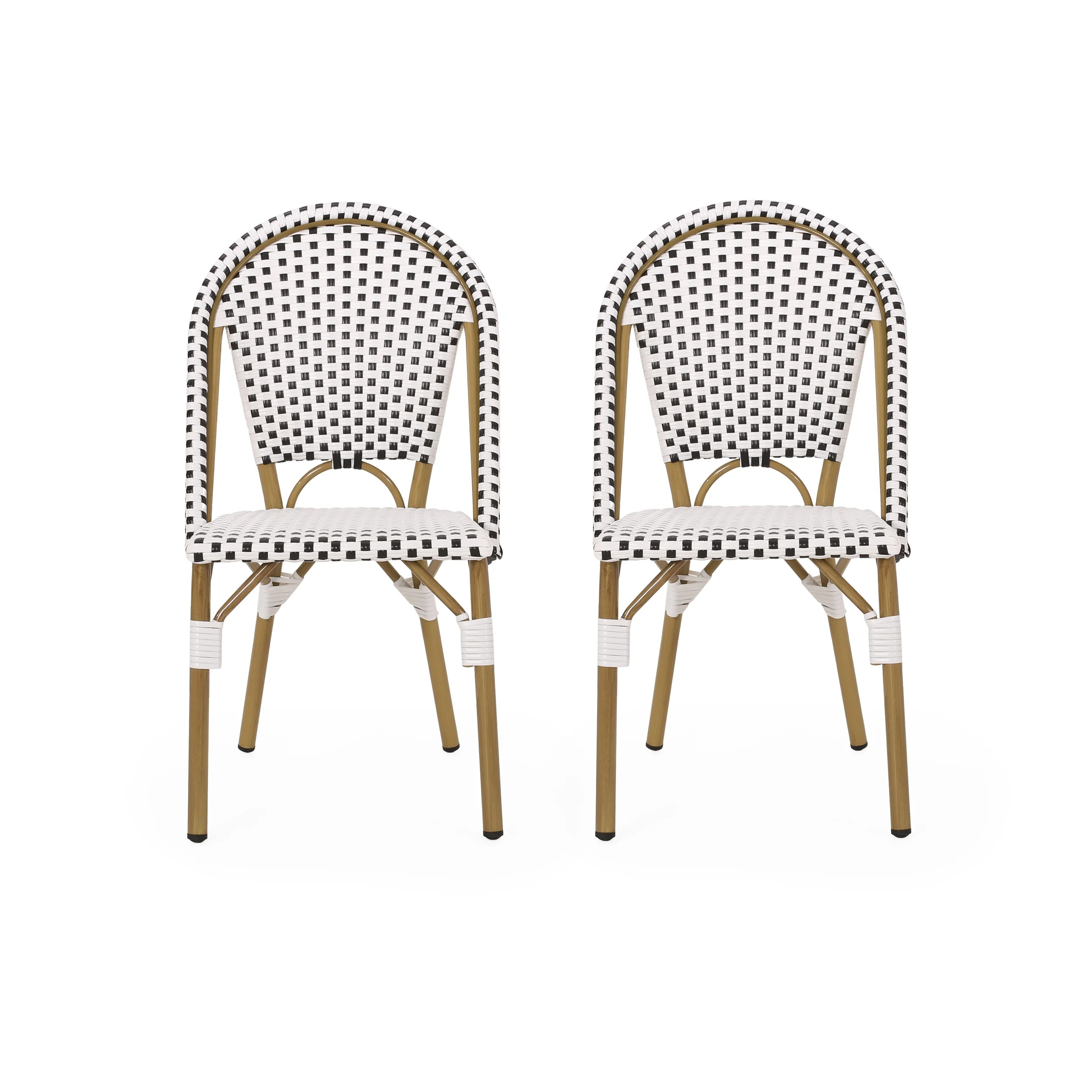 Ryder Outdoor French Bistro Chair, Set of 2, Black, White, Bamboo Finish | Walmart (US)