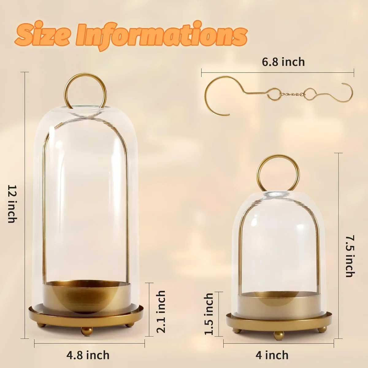 Glass Candle Holders, Large & Medium Brass Lanterns Hurricane Candlestick Holder for Pillar Candl... | Wayfair North America