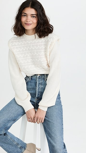 Cozy Cable Knit Shoulder Pad Sweater | Shopbop