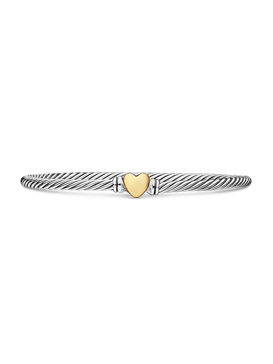 Women's Classic Cable Heart Station Bracelet in Sterling Silver - Silver - Size Medium | Saks Fifth Avenue