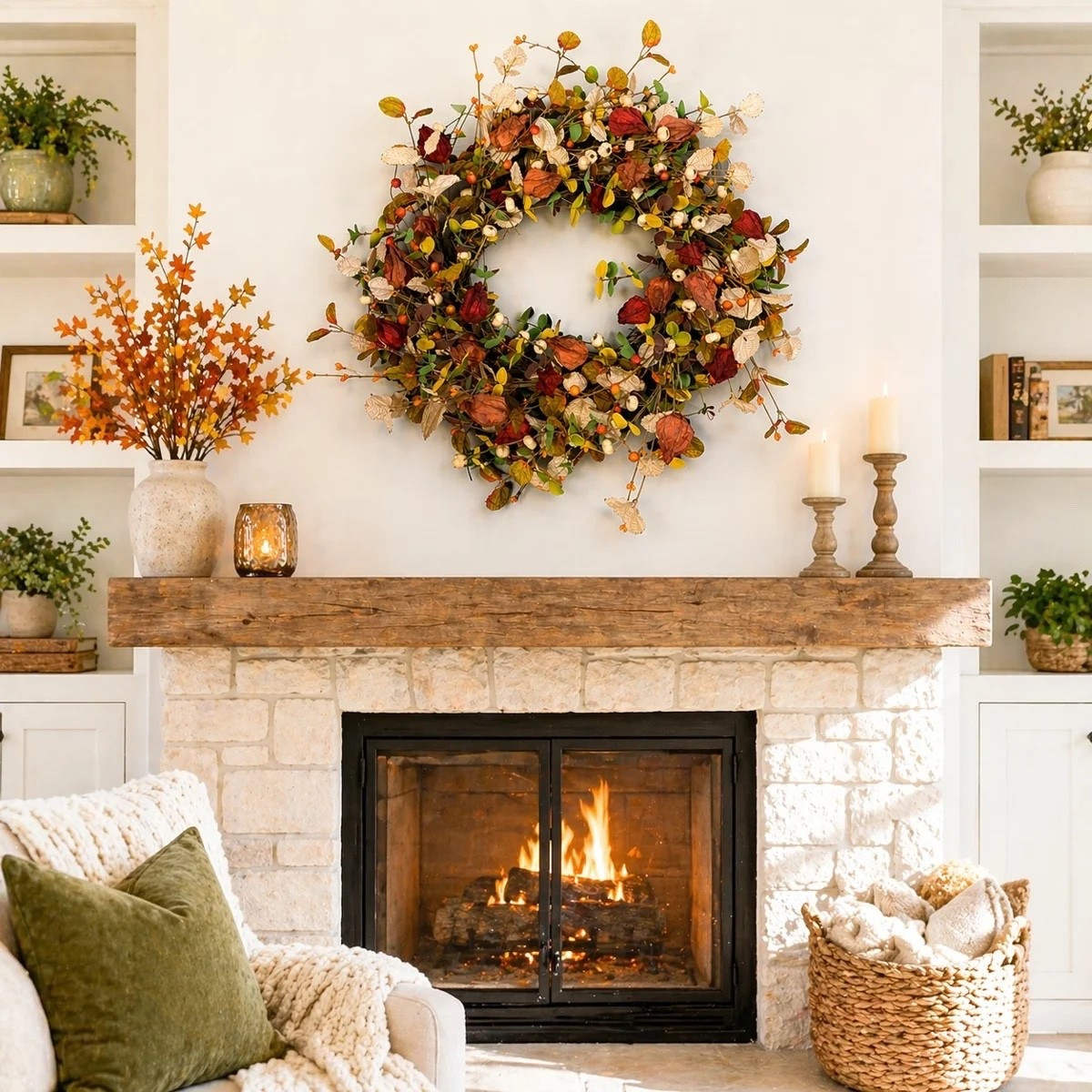 A warm welcome for the autumn season. 🍂 This 22” farmhouse-inspired harvest wreath combines dried leaves and berries for a natural, rustic touch on a front door, entryway, or covered porch. ON SALE and under $50.

Ideas

* Create a welcoming autumn entrance 🍁
* Style on a front door
* Add charm to a covered porch
* Pair with pumpkins and lanterns
* Keep it up through Thanksgiving

Keywords

* autumn wreath
* fall wreath
* harvest wreath
* farmhouse wreath
* fall front door décor
* autumn front door décor
* harvest décor
* fall foliage
* dried leaf wreath
* berry wreath
* Thanksgiving décor
* farmhouse décor
* seasonal home décor
* porch décor
* entryway décor
* fall decorating
* autumn decorating
* rustic home décor

#LTKSaleAlert #LTKHome #LTKSeasonal