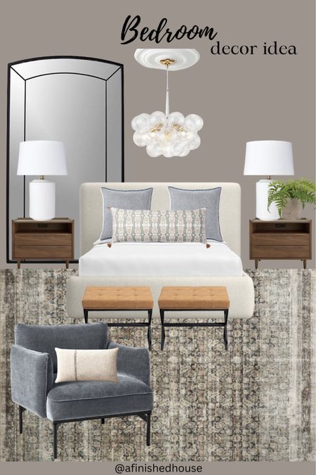 Cozy modern bedroom decor idea

Upholstered bed, full length floor mirror, neutral bedroom design 
Loloi rug is on sale 

#LTKhome #LTKstyletip #LTKsalealert