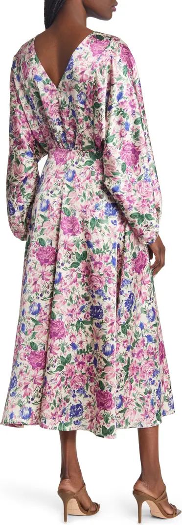 FLORET STUDIOS Floral Print Long Sleeve Satin Dress | Nordstrom | Nordstrom