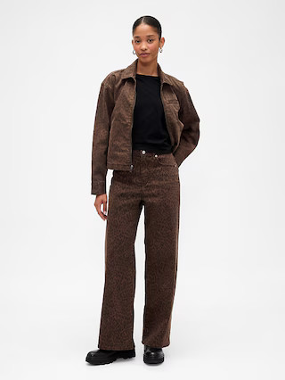 High Rise Print Wide-Leg Jeans | Gap Factory