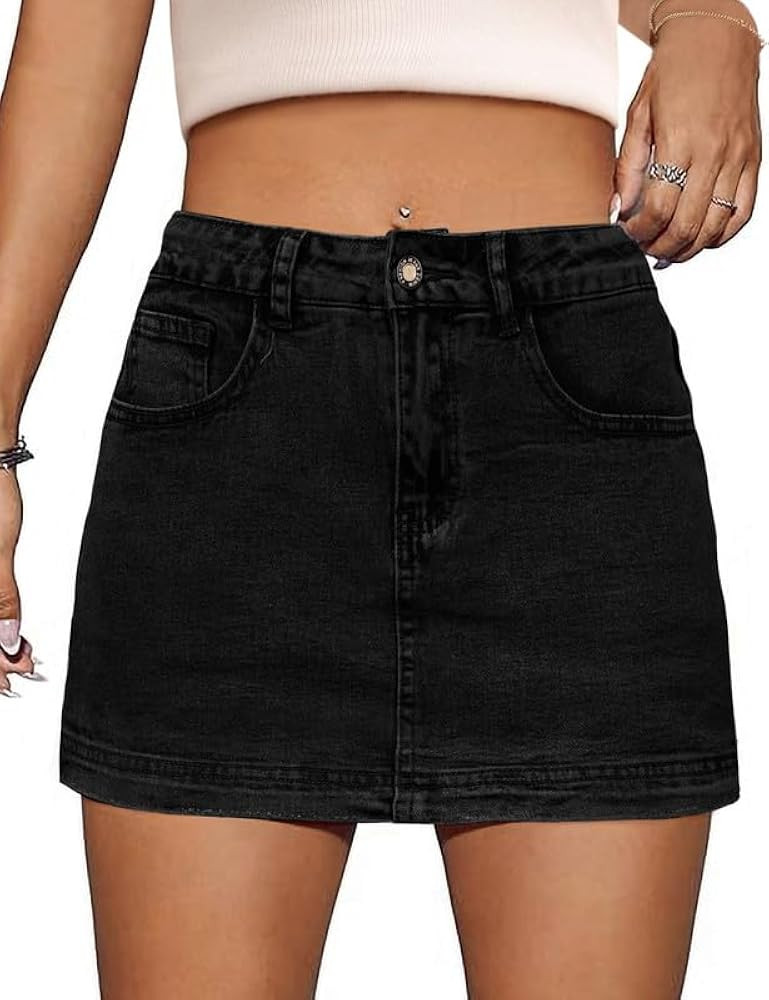 Denim Skort Women High Waist Mini Jean Skirt for Women Stretch Casual Mini Jean Skort | Amazon (US)