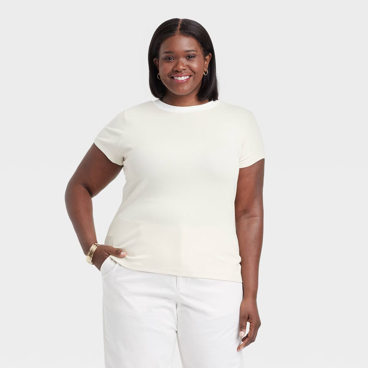 Women's Short Sleeve Ribbed T-Shirt - A New Day™ | Target