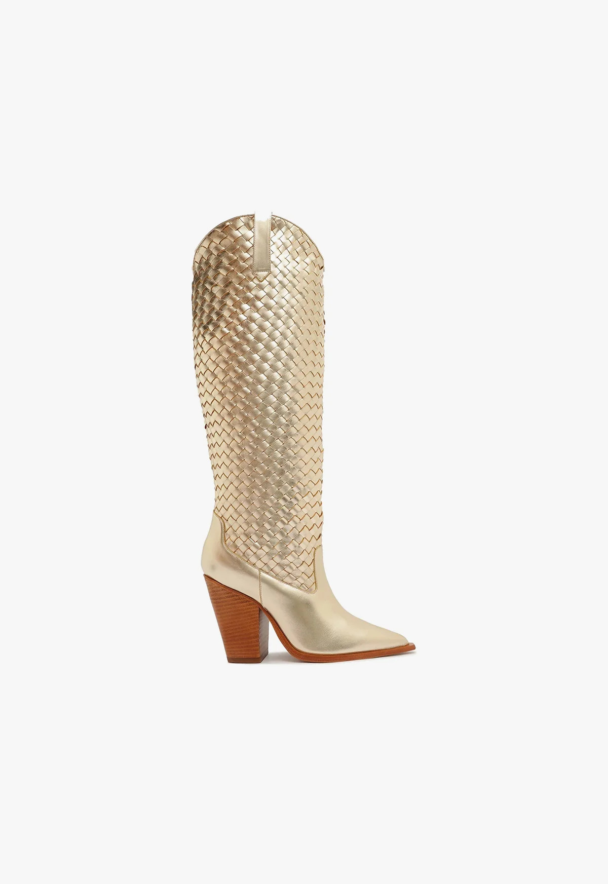 Ella Woven Metallic Gold Boot - SCHUTZ | Schutz (US)