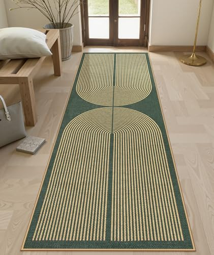 Lahome Modern Rainbow Easy Jute Kitchen Runner, 2x8 Indoor Outdoor Runner Rug for Hallway Entryway, Farmhouse Dark Green Non Slip Floor Carpet for Bedroom Foyer Laundry Room | Amazon (US)