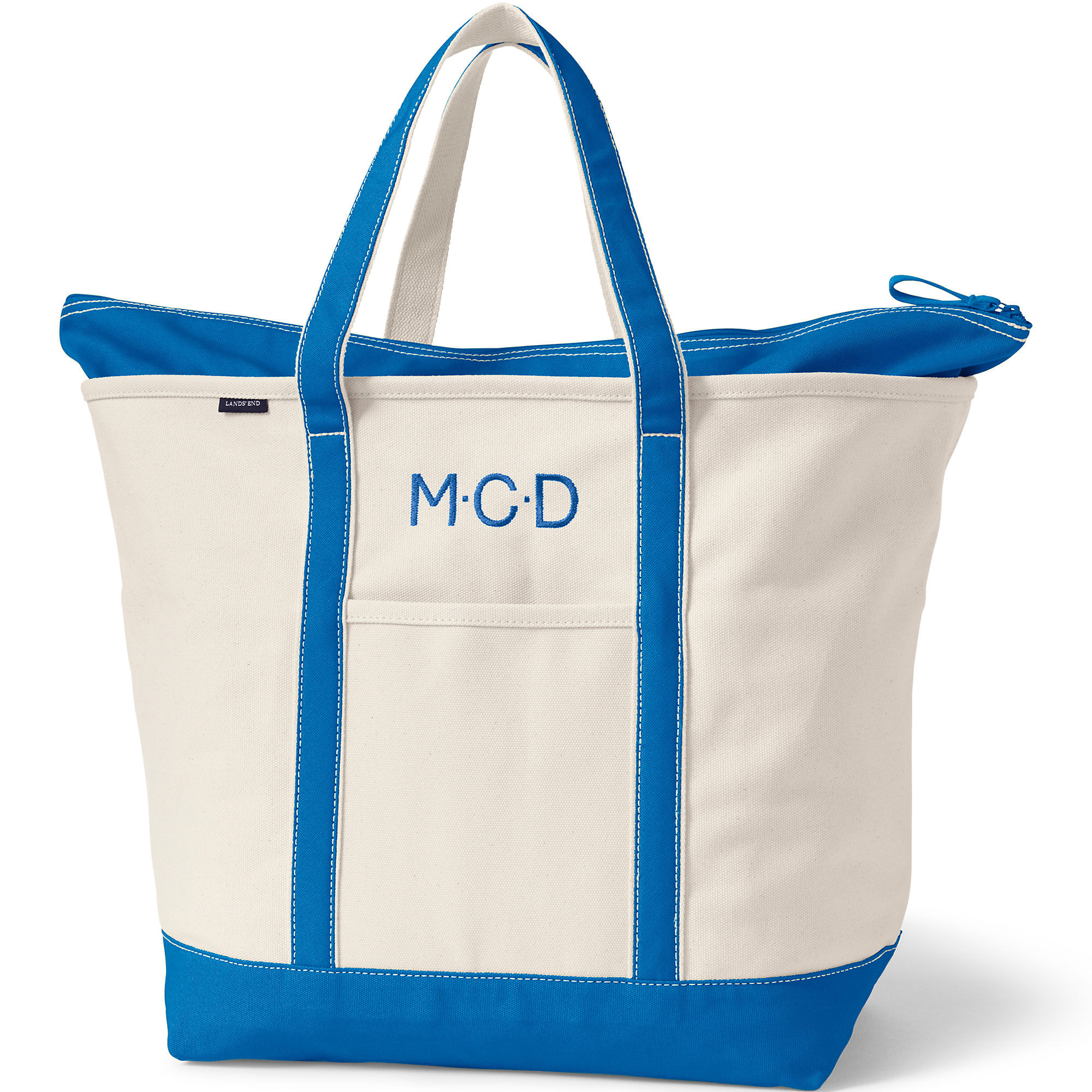 Extra Large Natural 5 Pocket Zip Top Canvas Tote Bag | Lands' End (US)