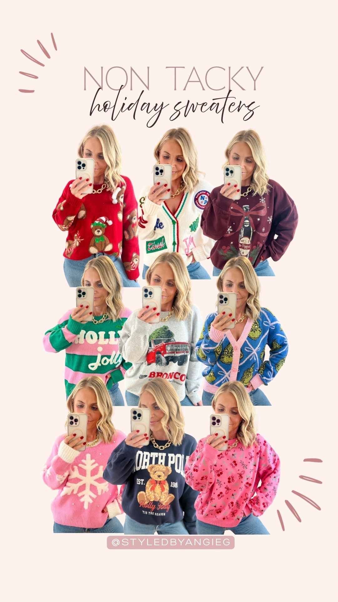 These holiday sweaters are so cute, affordable and on trend right now! They are so festive and not at all tacky. I’m completely obsessed with these and my wallet loves the prices on them. 
Holiday sweaters 

#LTKFindsUnder50 #LTKSeasonal #LTKHoliday