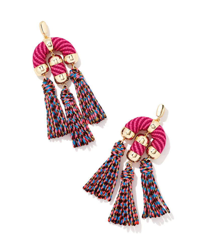 Masie Gold Statement Tassel Earrings in Pink Mix | Kendra Scott | Kendra Scott