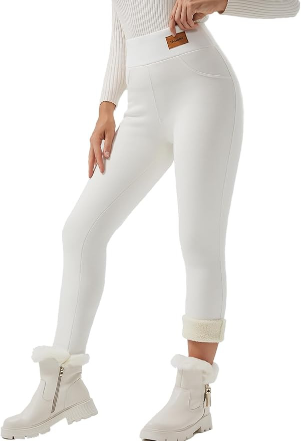 JK SUE JONES Women Winter Warm Thick Leggings Fleece Lined Stretchy Soft Thermal Sherpa Pants Hig... | Amazon (US)