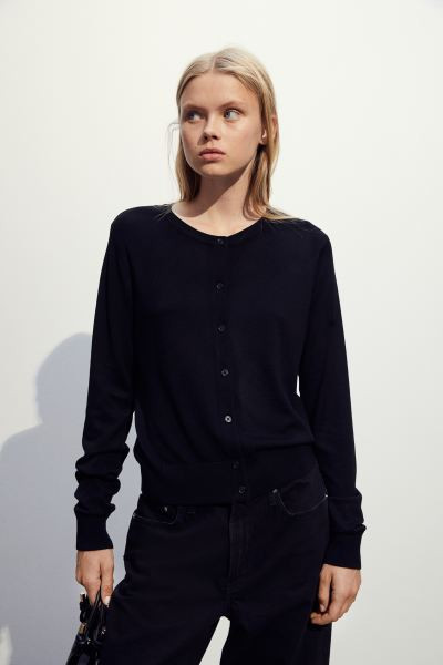 Fine-knit Cardigan - Dark beige melange - Ladies | H&M US | H&M (US + CA)