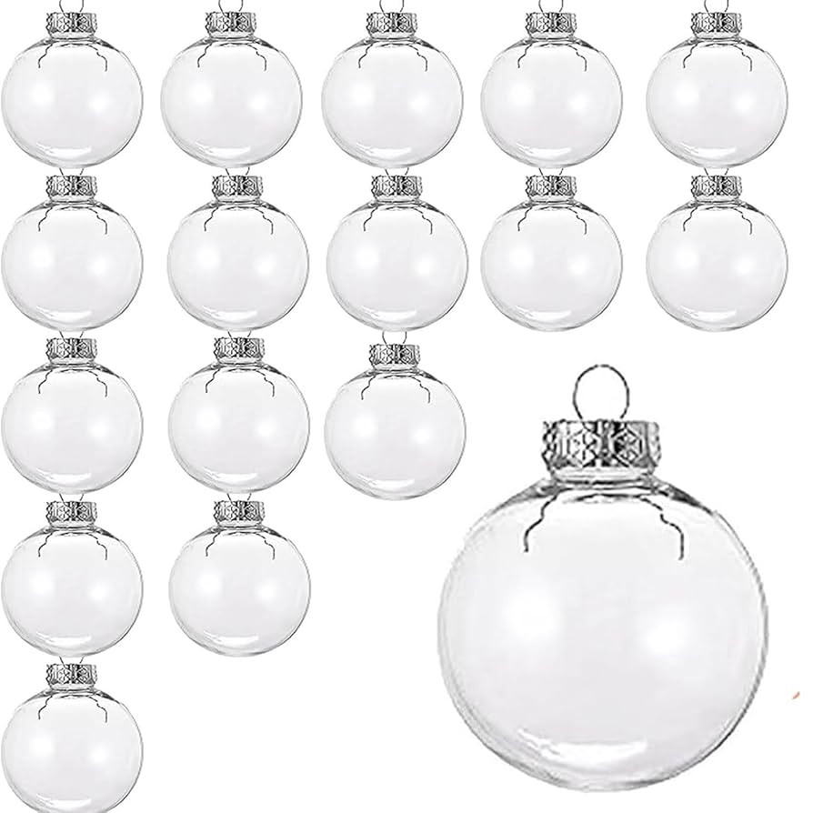 16PCS DIY Christmas Hanging Decoration，2.36Inch Clear Plastic Fillable Ornament Balls， for Ch... | Amazon (US)