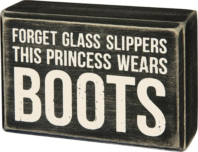 Primitives by Kathy This Princess Wears Boots Box Sign 4.5x3 inches | Amazon (US)