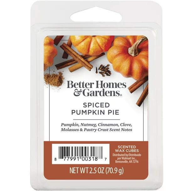 Spiced Pumpkin Pie Scented Wax Melts, Better Homes & Gardens, 2.5 oz (1-Pack) | Walmart (US)