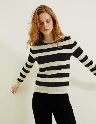 Pure Cashmere Striped Jumper | Autograph | M&S | Marks & Spencer (UK)
